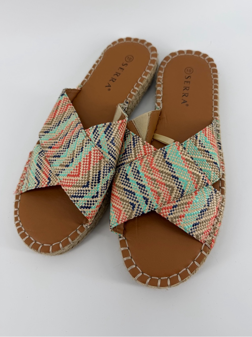 Serra Multicolor Woven Cross Strap Espadrille Slide Sandals, Women's 10